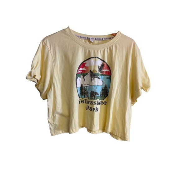 Yellowstone Park Graphic Cropped T-Shirt Recycled Cotton Polyester Blend Womens - Picture 1 of 6